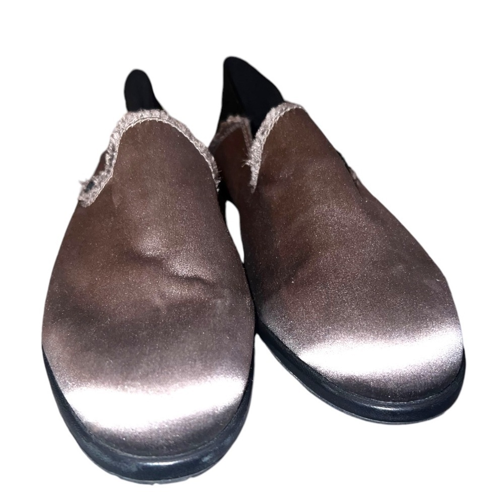 ▶️ Pedro Garcia Espana ◀️ Gray Silk Satan Raw Edge Slip On Flats 37.5 - Picture 15 of 16